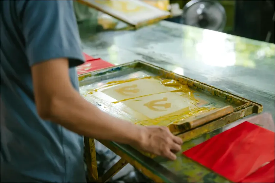 Detail Screen Printing Squeegee On Fabric Number 2