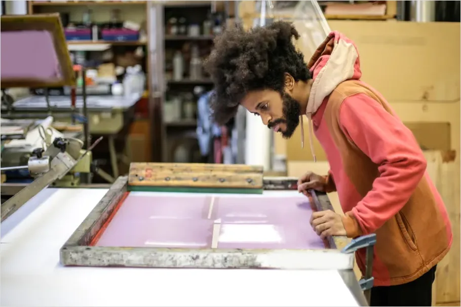 Detail Screen Printing Squeegee On Fabric Number 15