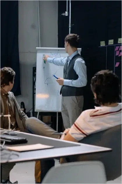 Detail Startup Team Brainstorming Whiteboard Photo Number 9