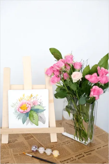 Detail Still Life Painting With Flowers Vase Number 2