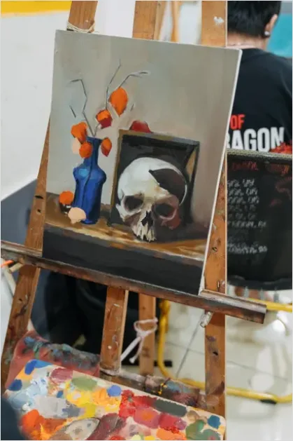 Detail Still Life Painting With Flowers Vase Number 14