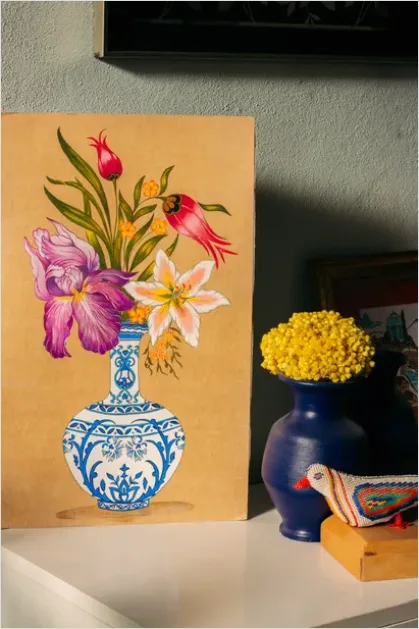 Detail Still Life Painting With Flowers Vase Number 15