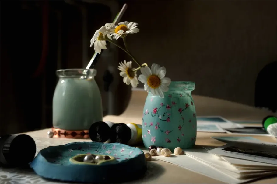 Detail Still Life Painting With Flowers Vase Number 3
