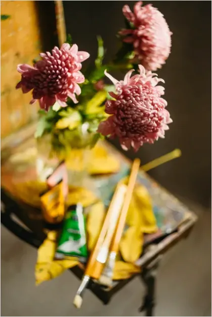 Detail Still Life Painting With Flowers Vase Number 6