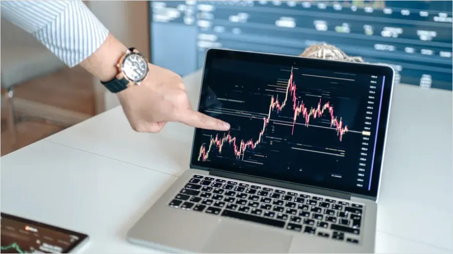 Detail Stock Market Chart On Laptop Photo Number 14