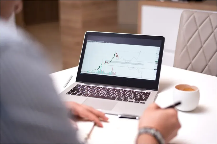Detail Stock Market Chart On Laptop Photo Number 8