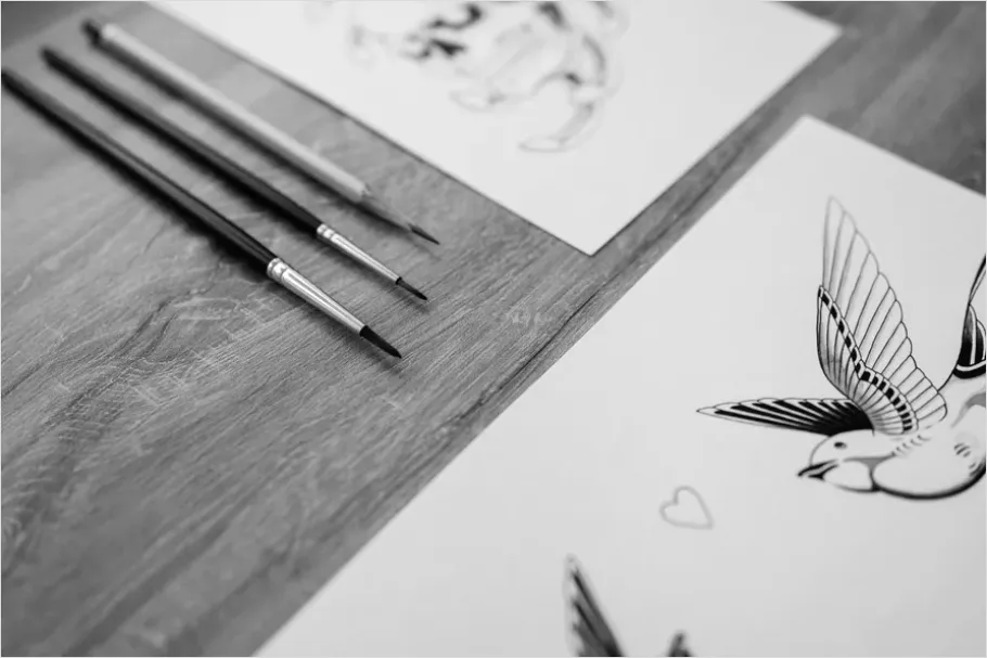 Detail Tattoo Flash Illustration Black Ink Sheet Number 13