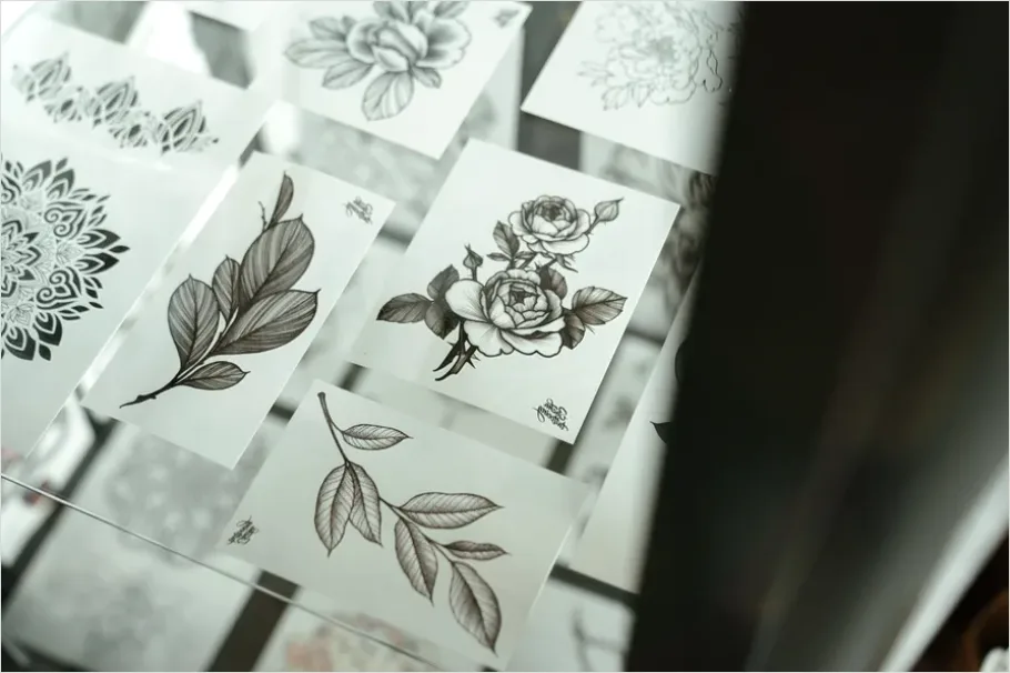 Detail Tattoo Flash Illustration Black Ink Sheet Number 6