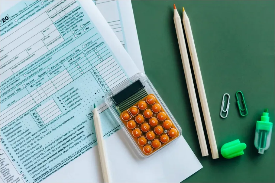 Detail Tax Documents And Calculator Flat Lay Number 11