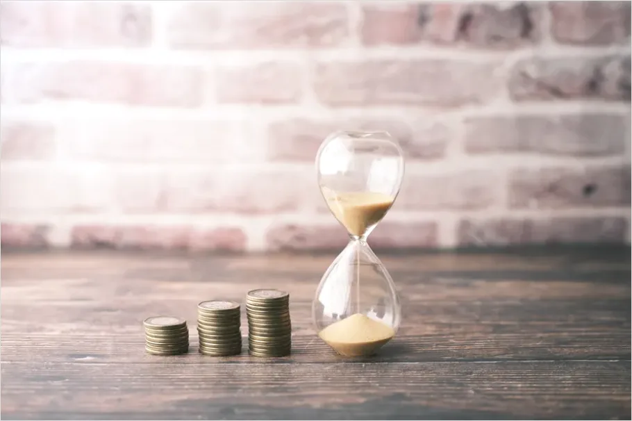 Detail Time Is Money Concept Clock And Coins Photo Number 7