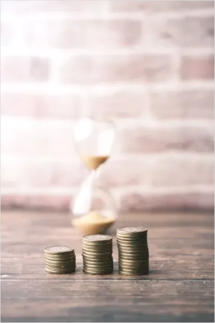 Detail Time Is Money Concept Clock And Coins Photo Number 9
