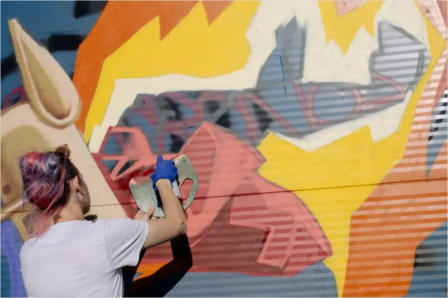 Detail Urban Mural Artist Painting Wall Number 5