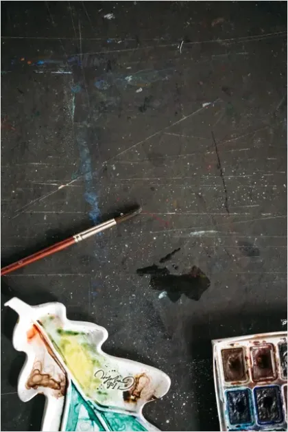 Detail Watercolor Palette And Brushes Flat Lay Number 2
