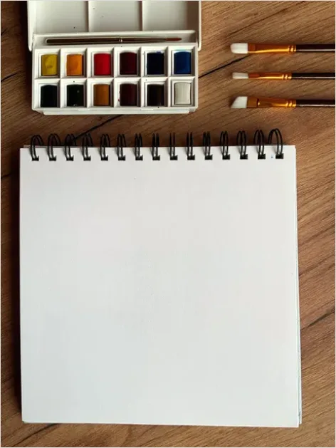 Detail Watercolor Palette And Brushes Flat Lay Number 7
