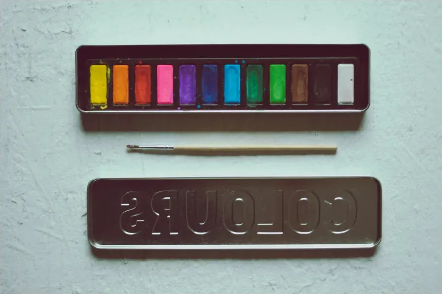 Detail Watercolor Palette And Brushes Flat Lay Number 9