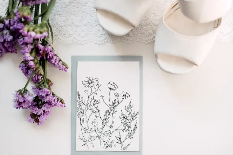 Detail Wedding Invitation Illustration Floral Design Number 7