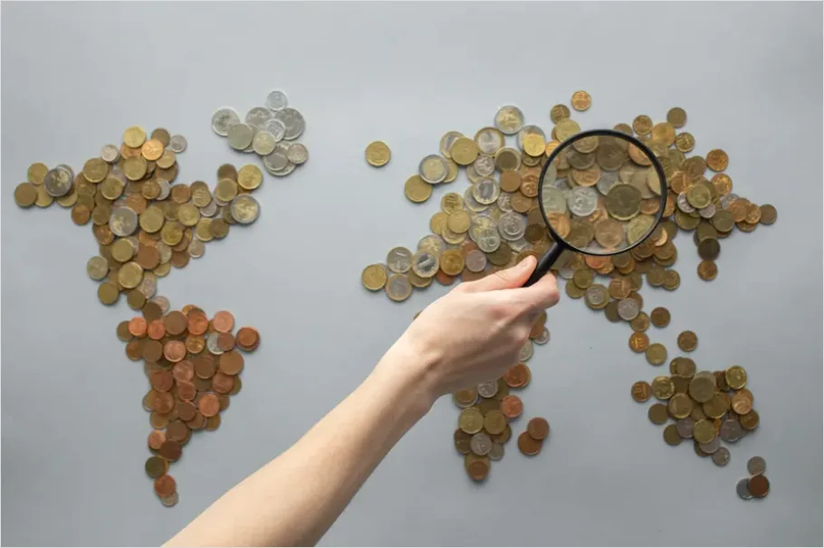 Detail World Map With Finance Icons Background Number 4