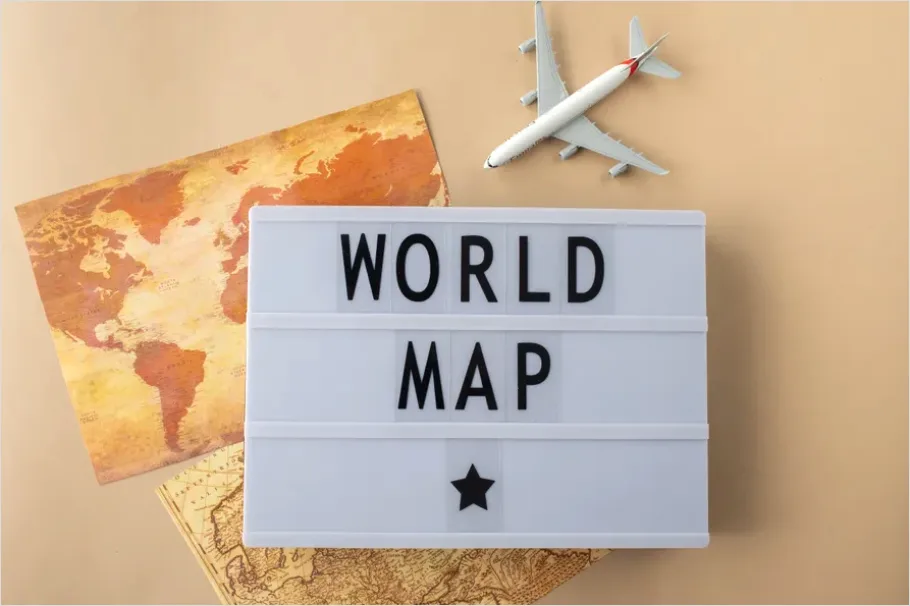Detail World Map With Finance Icons Background Number 6