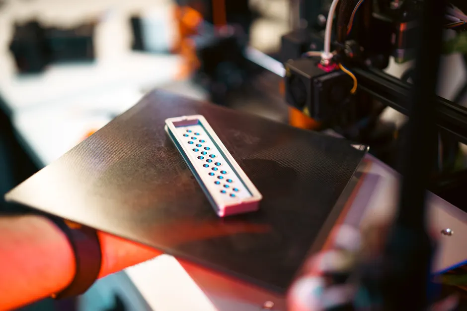 Detail 3d Printed Prototype On Workbench Macro Number 6