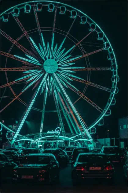 Detail Amusement Park Ferris Wheel Night Photo Number 13