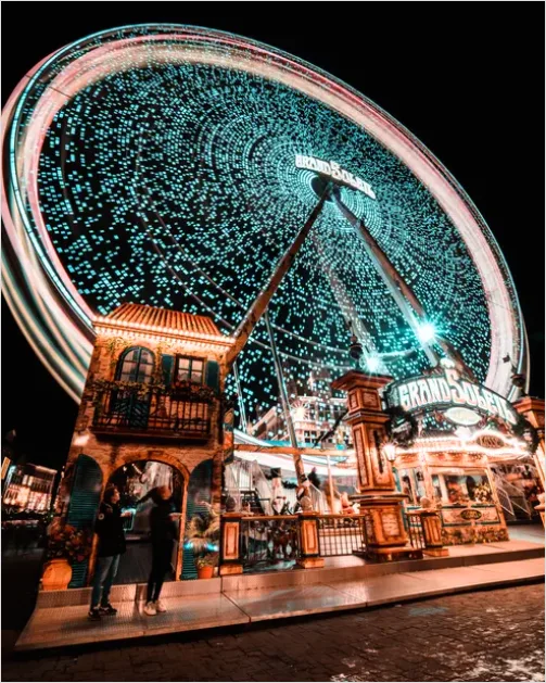 Detail Amusement Park Ferris Wheel Night Photo Number 16