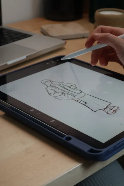 Detail App Design Wireframe On Tablet Stylus Number 11