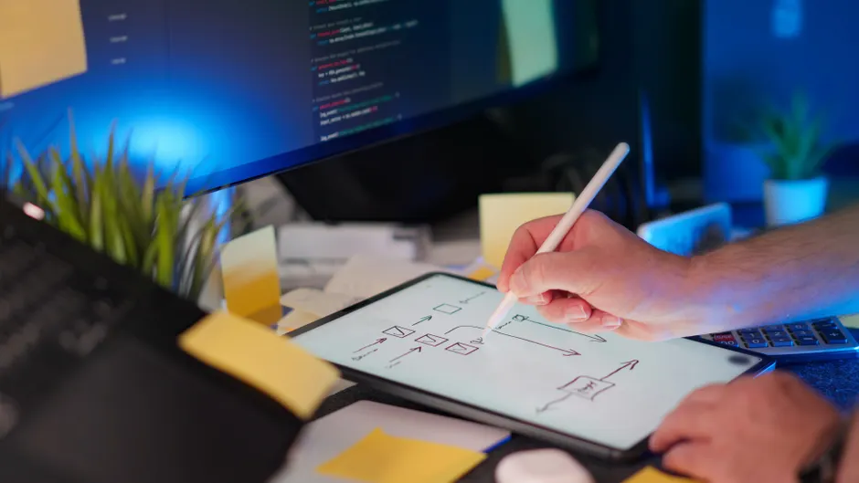 Detail App Design Wireframe On Tablet Stylus Number 8