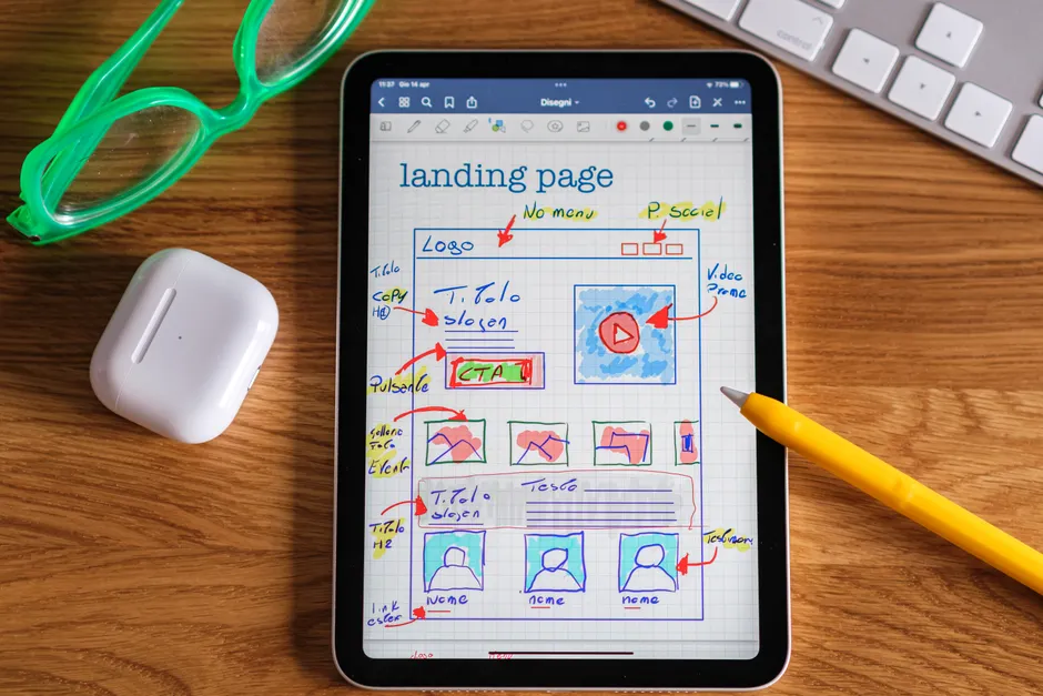 Detail App Design Wireframe On Tablet Stylus Number 10