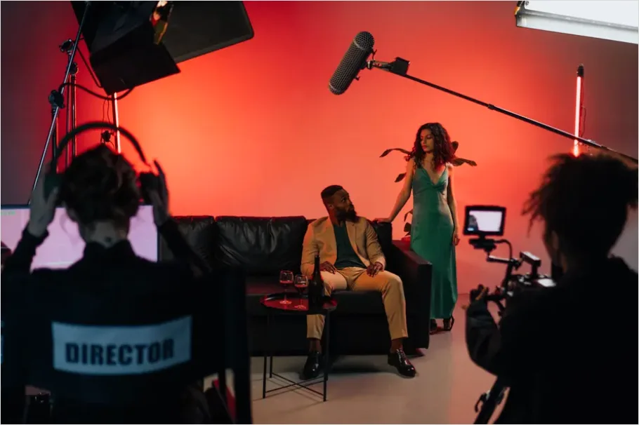 Detail Boom Microphone Over Actors Photo Number 3