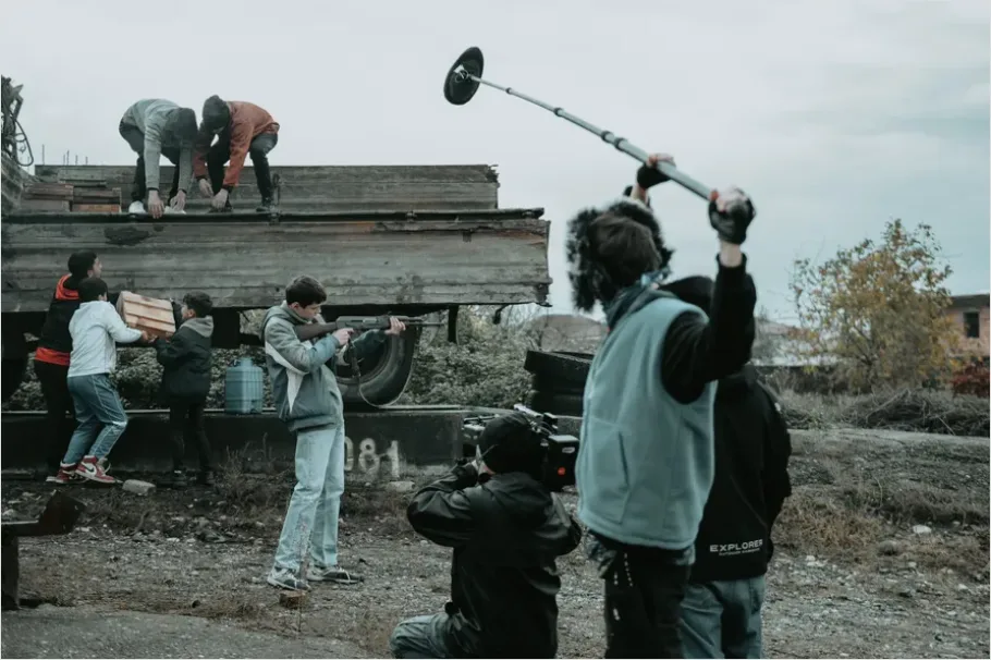 Detail Boom Microphone Over Actors Photo Number 5