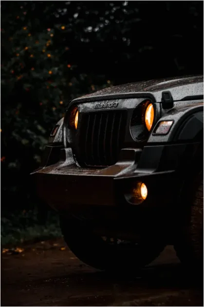 Detail Car Headlights On Dark Road Photo Number 11