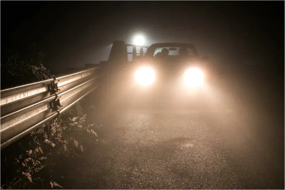 Detail Car Headlights On Dark Road Photo Number 12