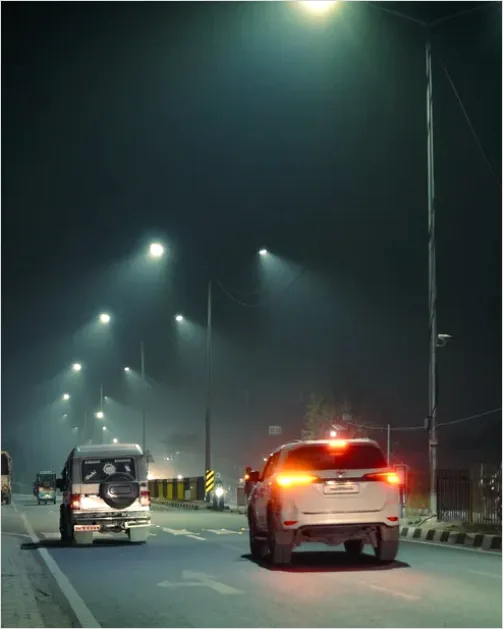 Detail Car Headlights On Dark Road Photo Number 14