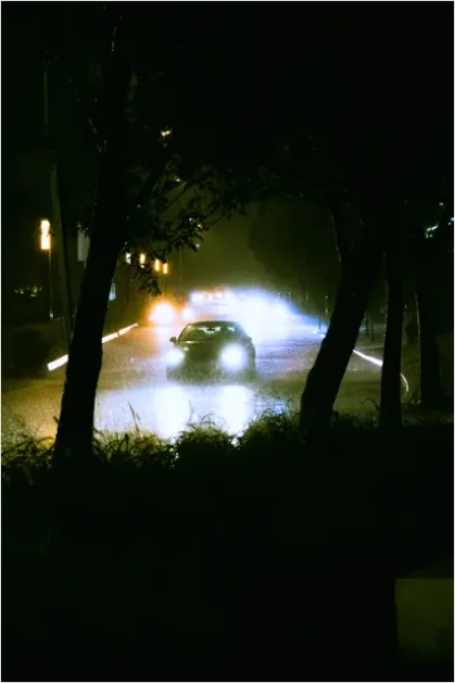 Detail Car Headlights On Dark Road Photo Number 10