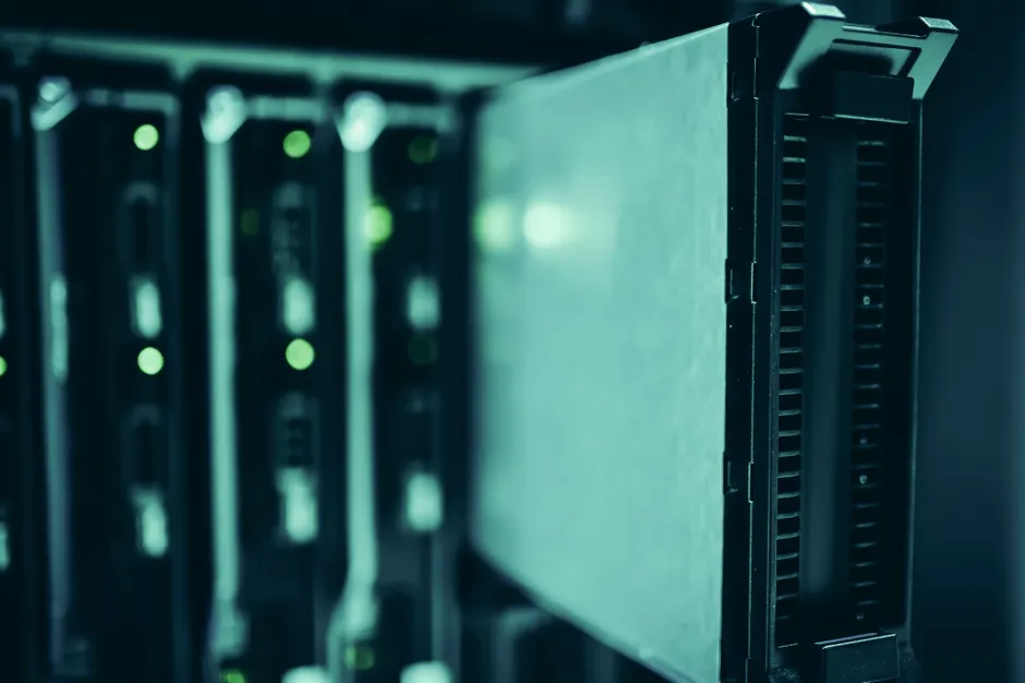 Detail Cloud Computing Servers Blue Led Lights Number 9