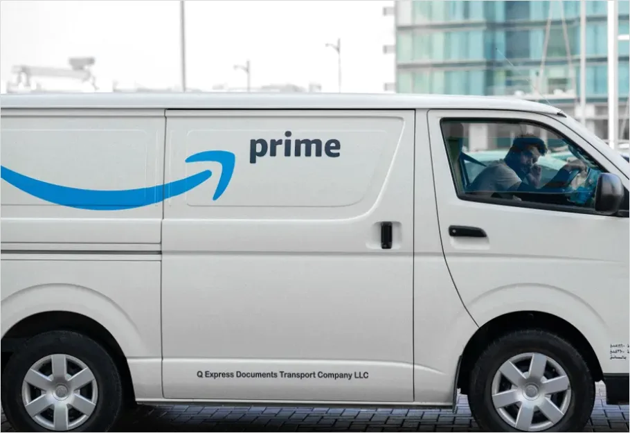 Delivery Van Driving City Street Photo F846