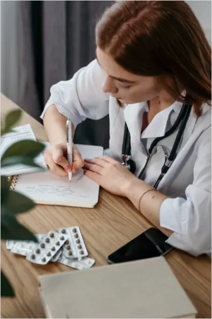 Detail Doctor Writing Prescription Pad Close Up Number 11