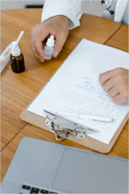 Detail Doctor Writing Prescription Pad Close Up Number 13