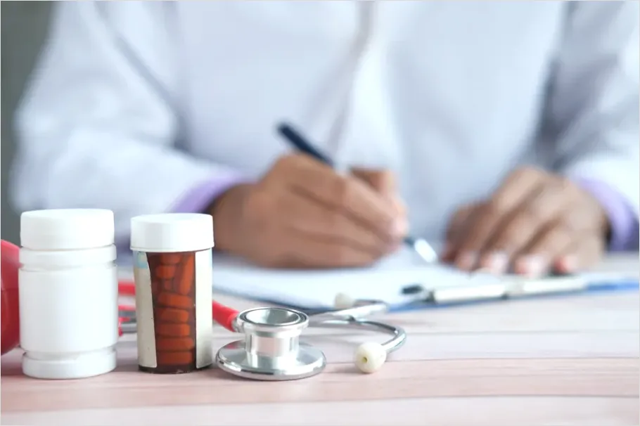 Detail Doctor Writing Prescription Pad Close Up Number 8