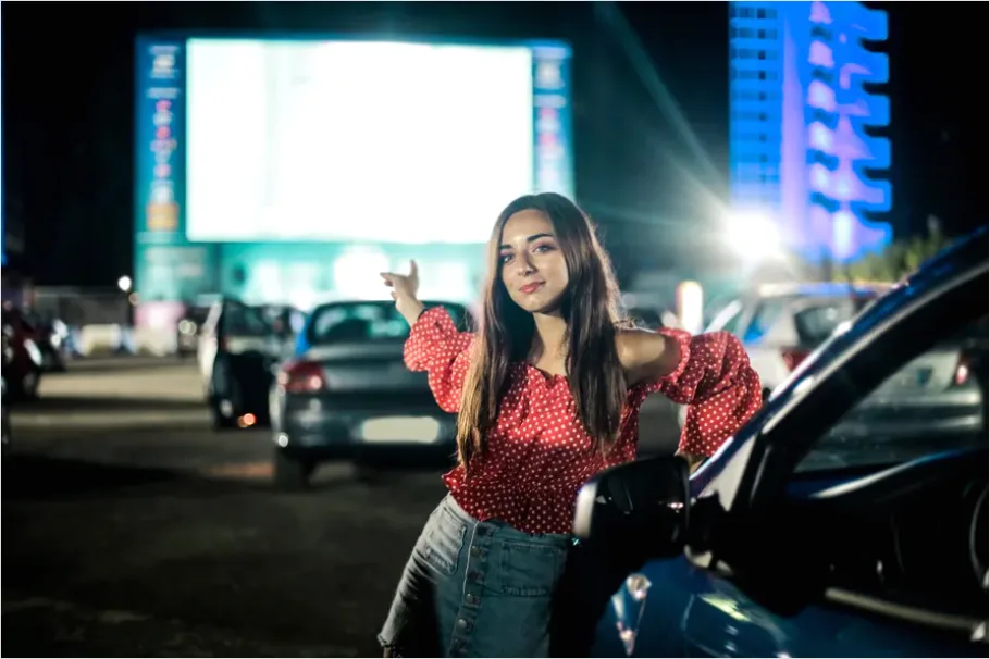 Drive In Movie Theater Night Photo 08f2