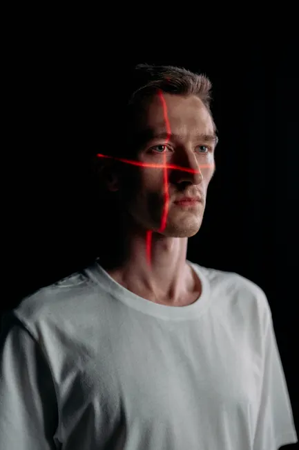 Detail Face Id Scanning Concept Neon Overlay Number 15