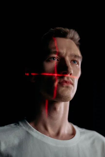 Detail Face Id Scanning Concept Neon Overlay Number 16