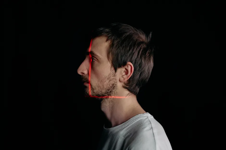 Detail Face Id Scanning Concept Neon Overlay Number 3