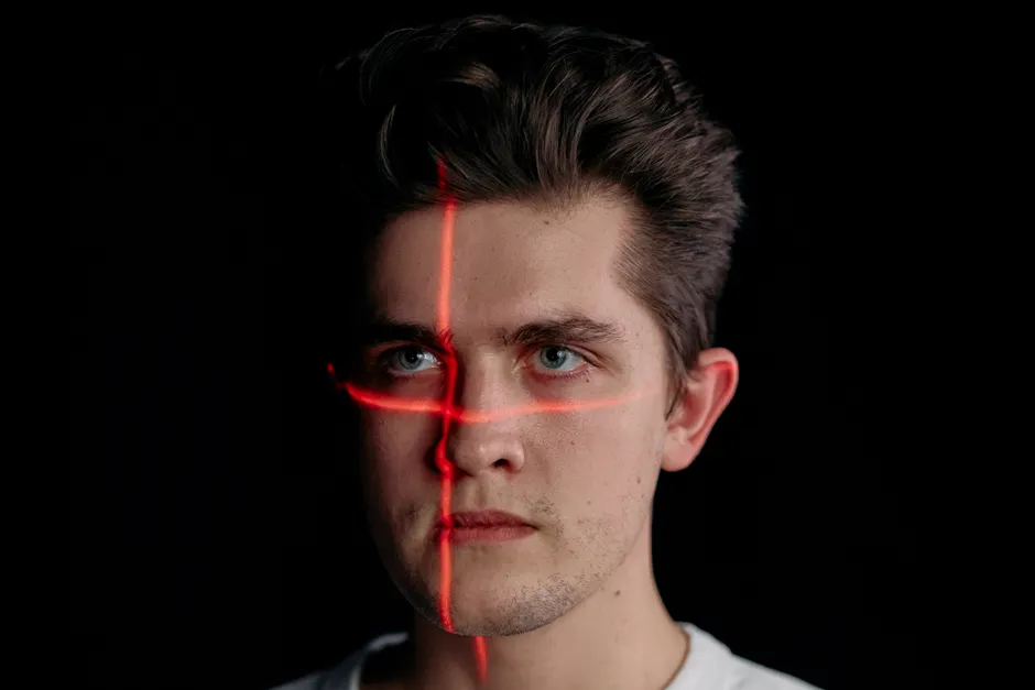 Detail Face Id Scanning Concept Neon Overlay Number 5