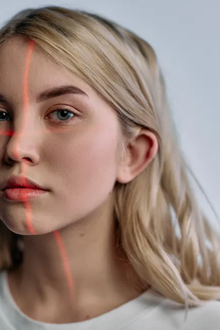 Detail Face Id Scanning Concept Neon Overlay Number 6