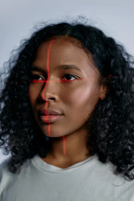 Detail Face Id Scanning Concept Neon Overlay Number 7
