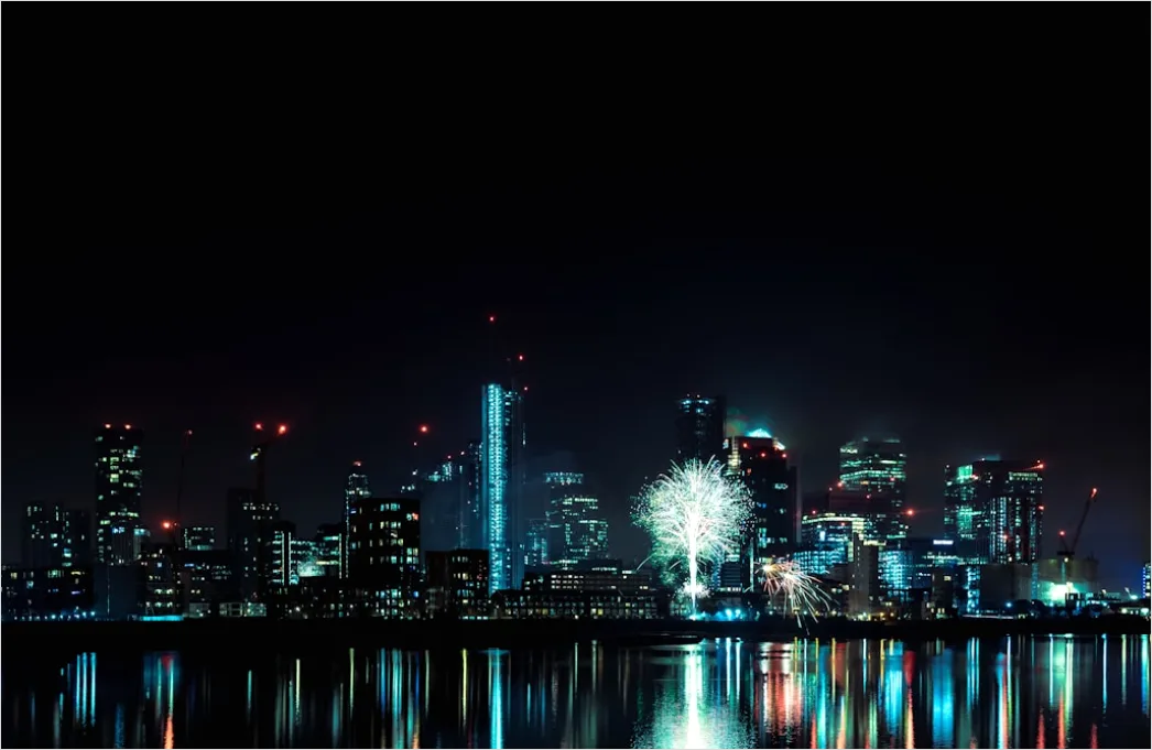 Detail Fireworks Over City Skyline Night Number 5