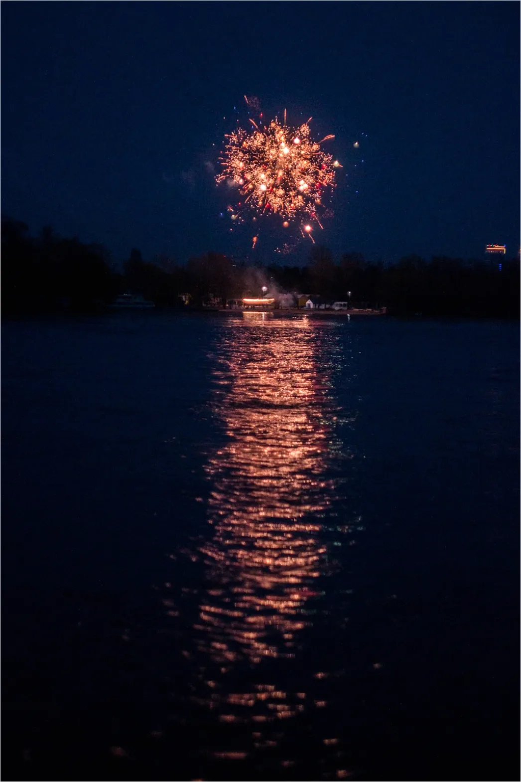 Detail Fireworks Reflection On Water Long Exposure Number 7