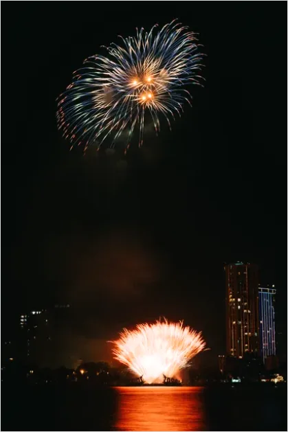 Detail Fireworks Reflection On Water Photo Number 11