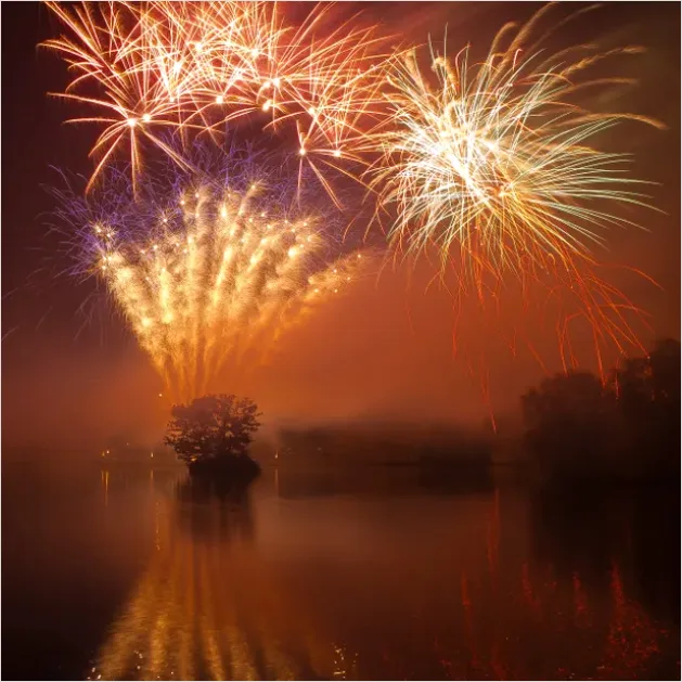 Detail Fireworks Reflection On Water Photo Number 3